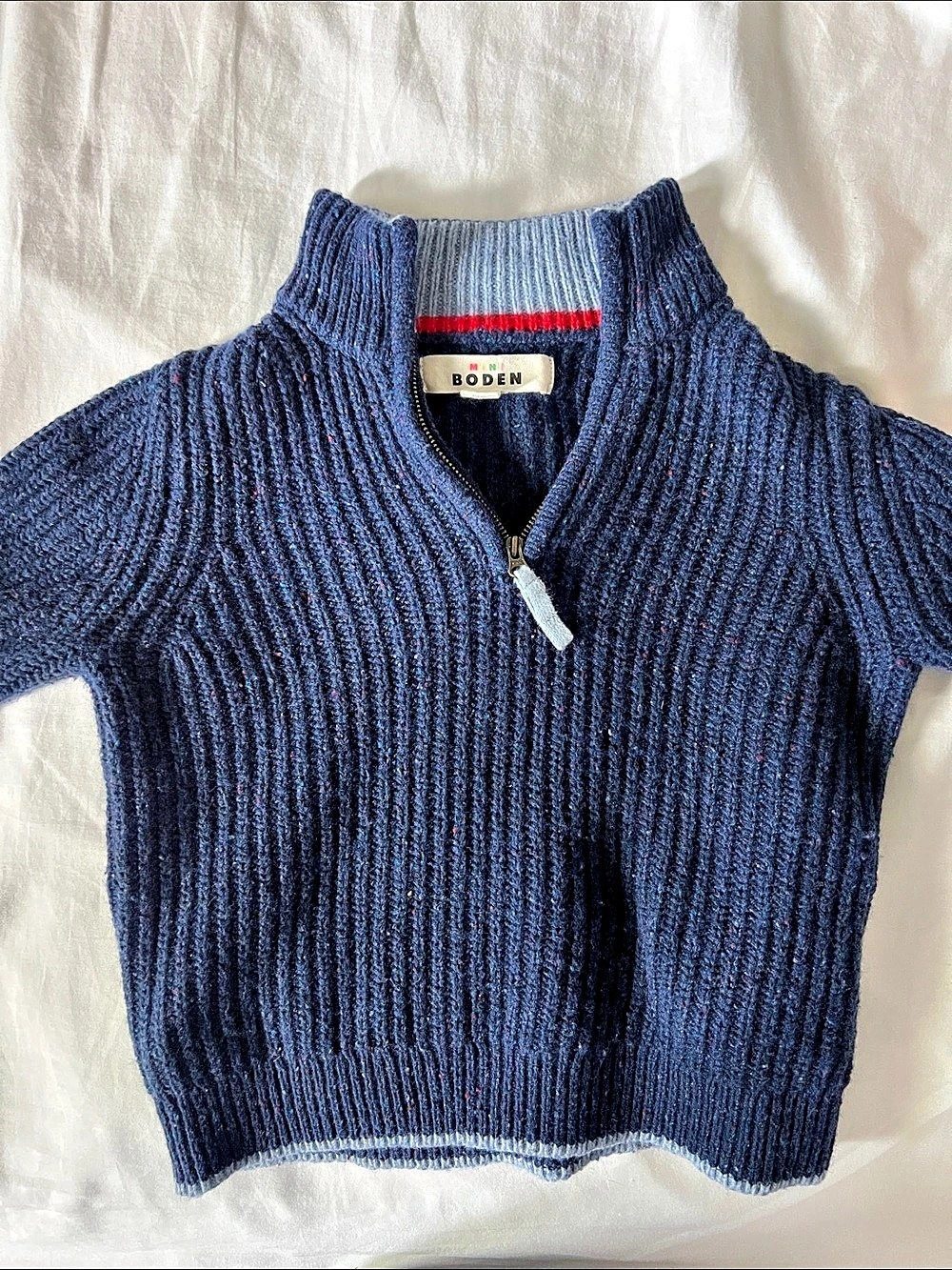 Mini Boden Boys Blue Zip Sweater Size 5-6Y